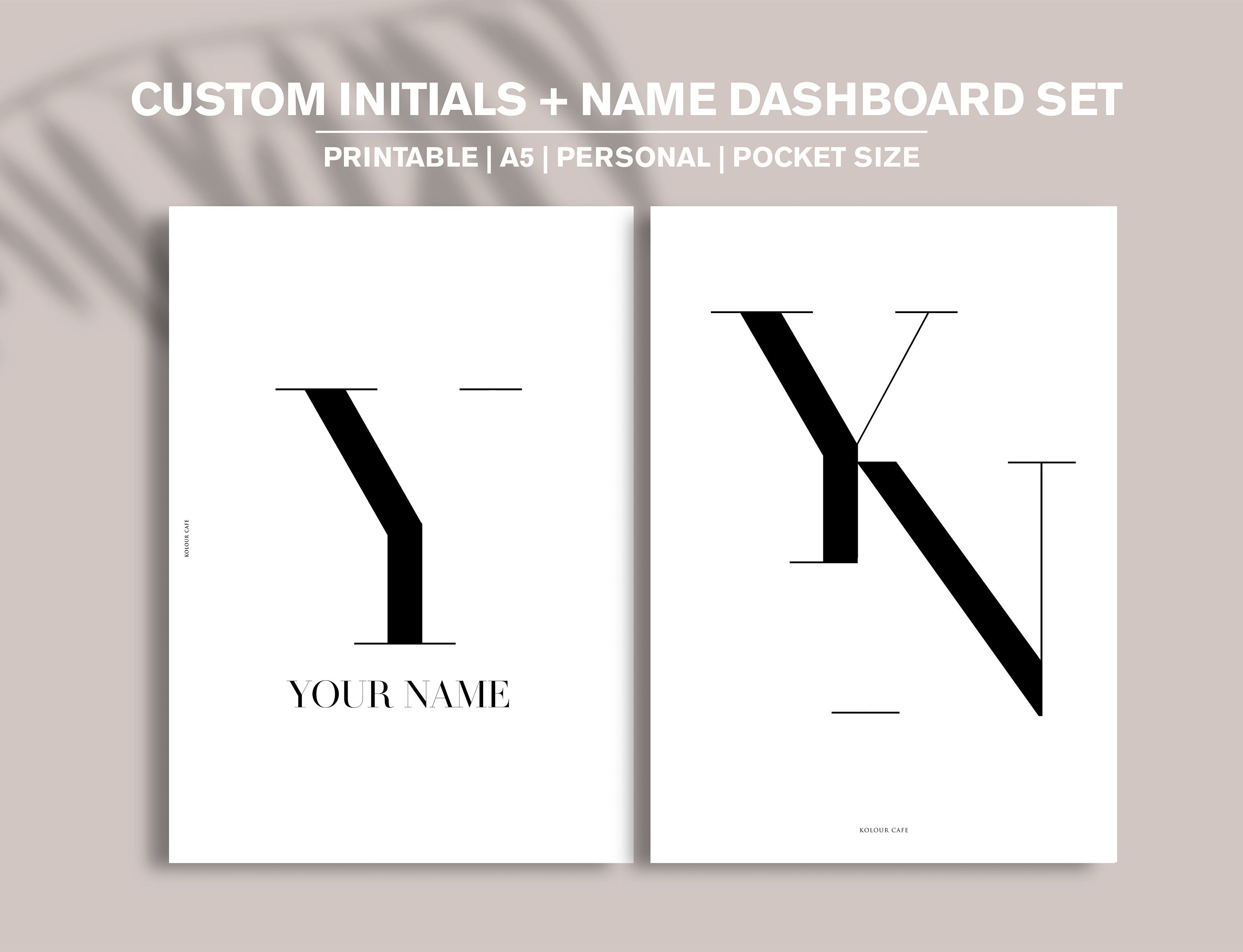 PRINTABLE Custom Planner Initials and Name Dashboard Set | Personalized Dashboards | Printable Planner Dashboard | A5 Pocket Personal