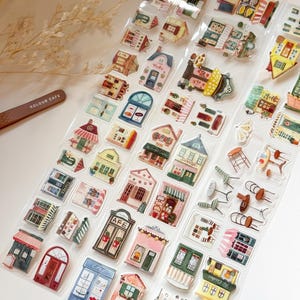 Colorful Cafes and Coffee PET Tape for Journals and Planners | Issue 017 | Kiss Cut PET Sample Loop | Watercolor Stickers