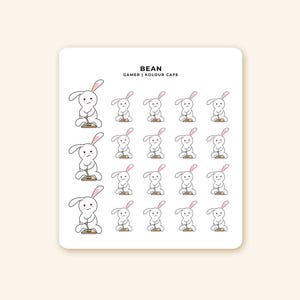 Adesivo per console di gioco B112 con personaggio carino / Bean Bunny / Fogli adesivi kawaii per diario e planner / Bianco opaco non trasparente