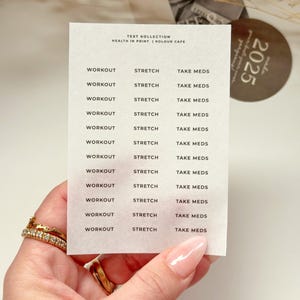 Minimalist Health Self Care Transparent Text Planner Stickers | Functional Washi Labels | Clear Planner Stickers for Schedule | UK Seller