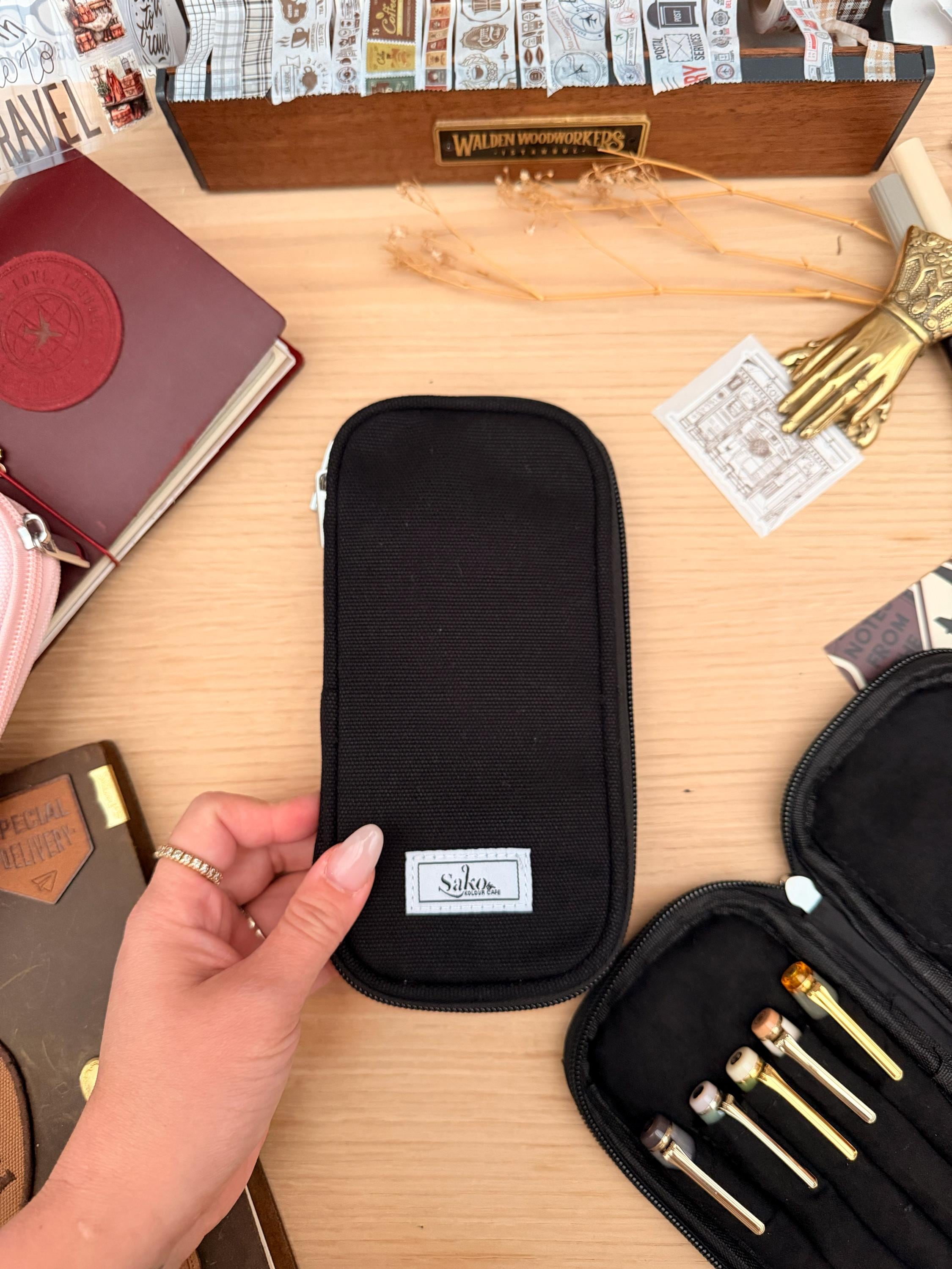Pen Pouch | Black Canvas | Sako Zipped Pencil Case | Minimalist