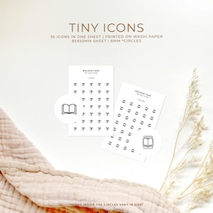 Mini Icon Stickers - Lettura / Libri / E-book / Minimalist Planner Icons / Opaco / A5 Pocket Plus Personal A6 B6 FCC Hobonichi Stalogy / Regno Unito