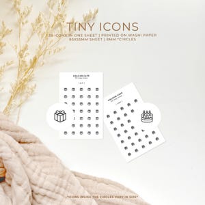 Mini pegatinas de iconos - Regalo / Tarta de cumpleaños / Iconos de planificador minimalistas / Mate / A5 Pocket Plus Personal A6 B6 FCC Hobonichi Stalogy / Reino Unido