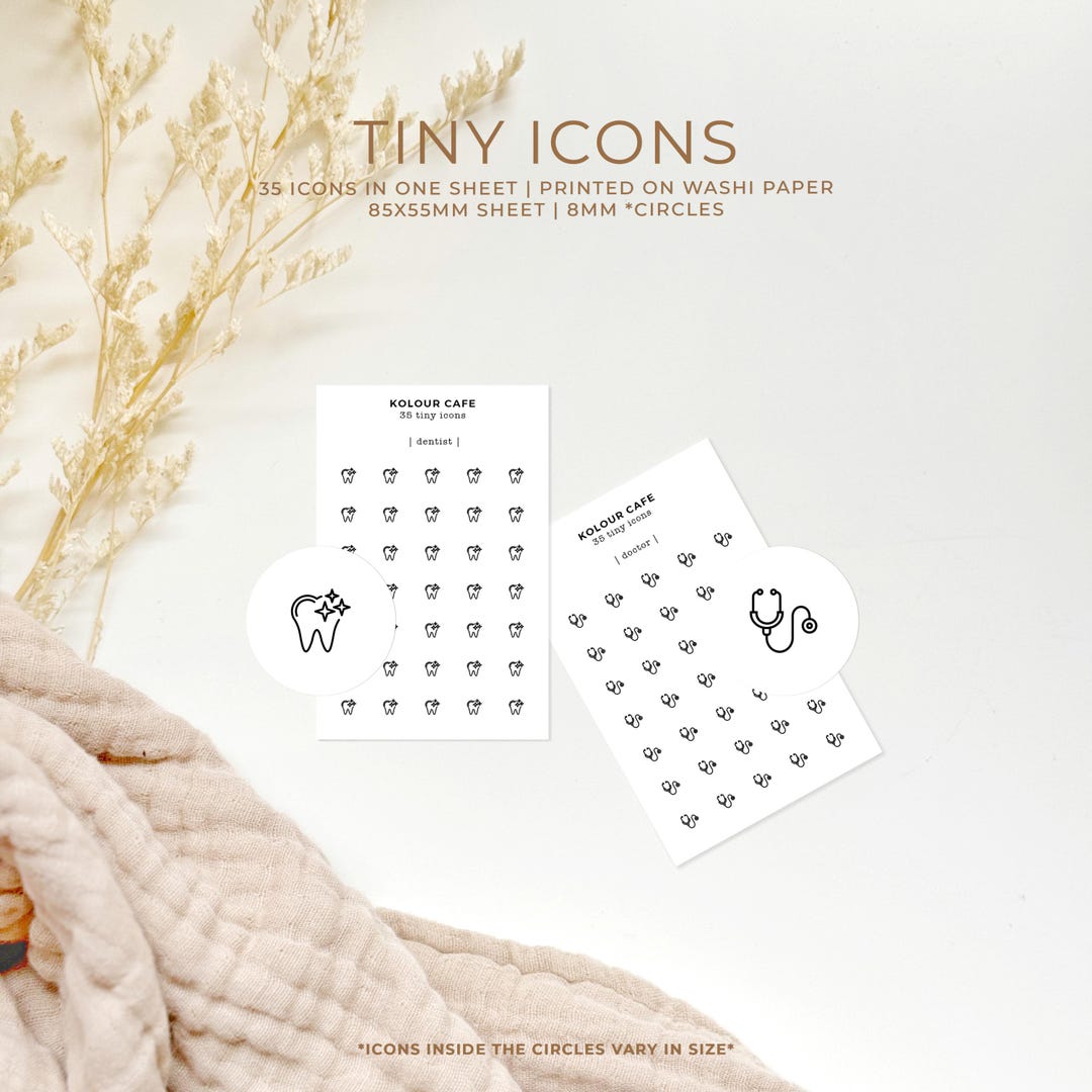 Mini Icon Stickers - Dentist | Doctor's | Minimalist Planner Icons ...