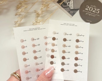 Work Text Stickers | Minimalist Neutral & Pink Planner Dots | Transparent Matte Washi Functional Stickers for Planners and Journals