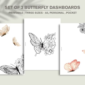 PRINTABLE Planner Dashboard Set for A5, Personal, and Pocket | Digital Butterfly Theme Dividers | Minimalist