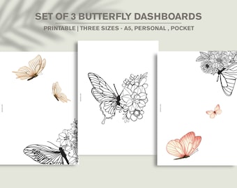 PRINTABLE Planner Dashboard Set for A5, Personal, and Pocket | Digital Butterfly Theme Dividers | Minimalist