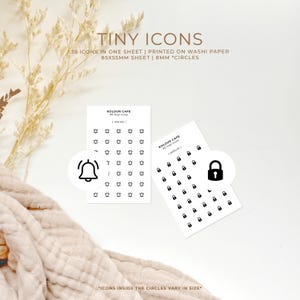 Mini Icon Stickers - Alarm | Padlock |  Minimalist Planner Icons | Matte | A5 Pocket Plus Personal A6 B6 FCC Hobonichi Stalogy | UK