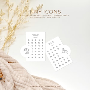 Mini-pictogramstickers - wasschalen | Minimalistische pictogrammen voor planners | Mat | A5 Pocket Plus Personal A6 B6 FCC Hobonichi Stalogy | VK: