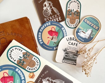 Coffee Vinyl Stickers | Waterproof Transparent Matte Die Cut Stickers for Laptops and Water Bottles | Cute Affordable Gift for Students
