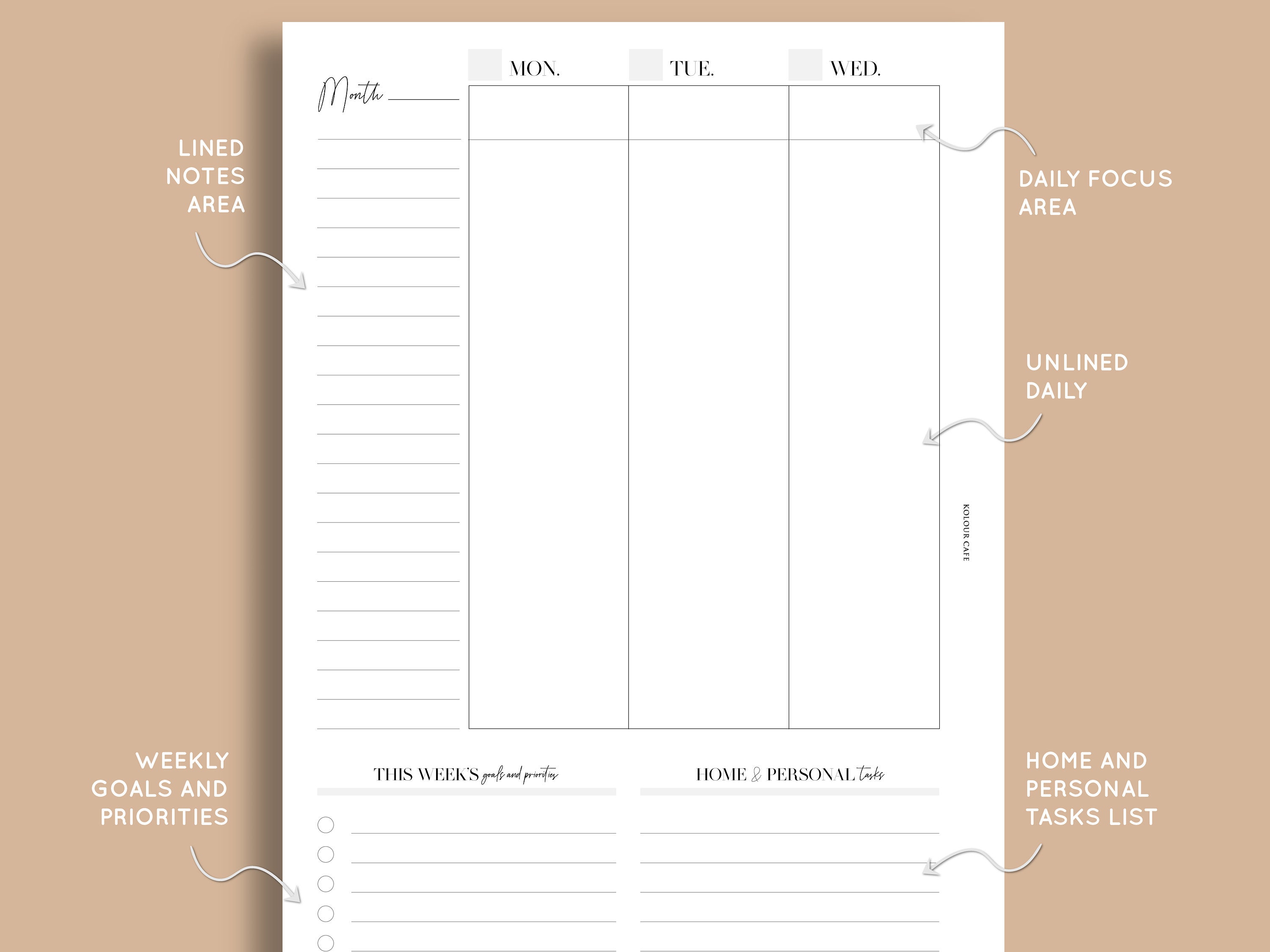 PRINTABLE Weekly Vertical Planner Inserts | A5 Undated Weekly Inserts ...