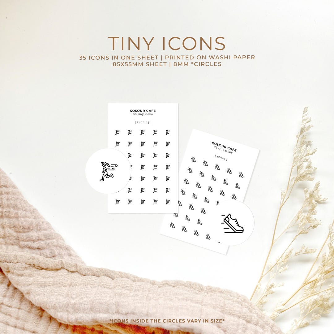 Mini Icon Stickers - Running | Jogging | Minimalist Planner Icons ...