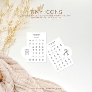 Minipictogramstickers - koffie | Café | Champagne | Minimalistische plannerpictogrammen | Mat | A5 Pocket Plus Personal A6 B6 Hobonichi Stalogy | VK: