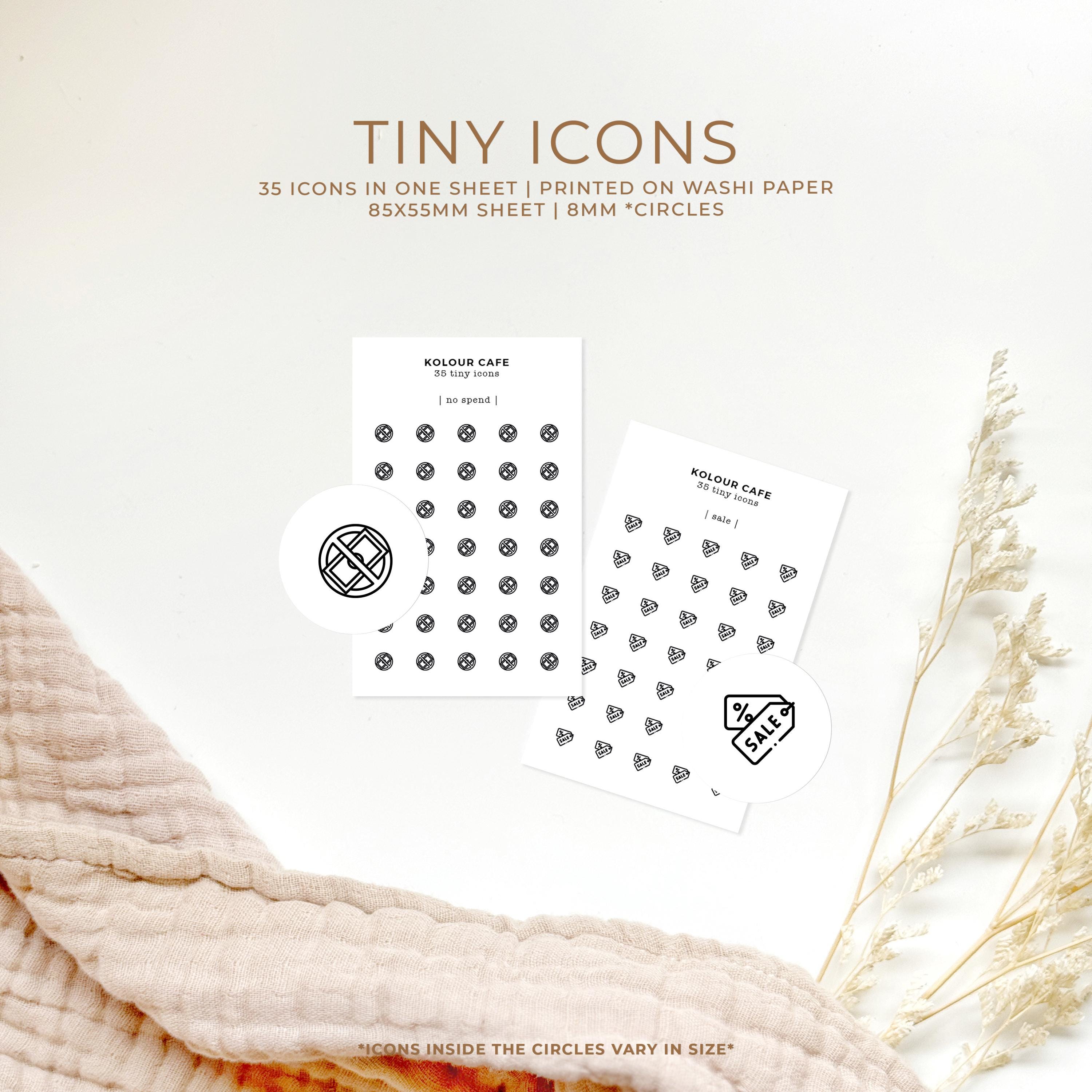 Mini Icon Stickers - Liquidação | Sem gastos | Poupança | Ícones de agenda minimalistas | Fosco | A5 Pocket Plus Personal A6 B6 Hobonichi Stalogy | Reino Unido