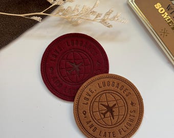 Stick On Travel Leather Patch | Flight Luggages Patch | Applique | Bag Deco | Red Traveler&#39;s Notebook Love and Trip Planner Accessory
