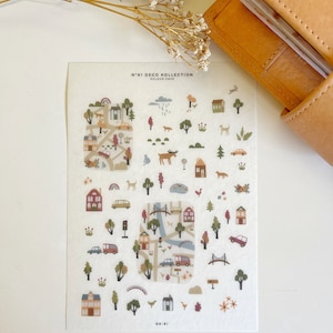 Tiny Travel Maps Sticker Blatt | Kleine Aufkleber im japanischen Stil | N61 Washi Papier Transparent Matt | Minimalistische Deko für Journals | Großbritanien