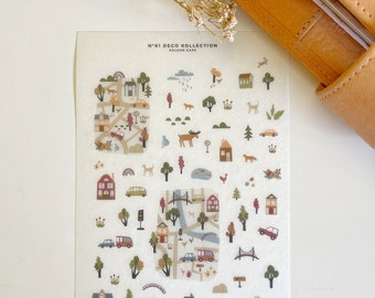 Tiny Travel Maps Sticker Sheet | Japanese Style Tiny Stickers | N61 Washi Paper Transparent Matte | Minimalist Deco for Journals | UK