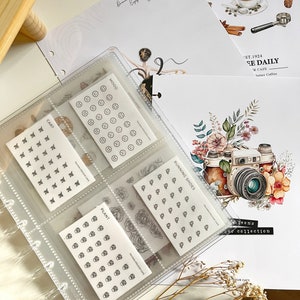 Album d'autocollants | Rangement transparent pour autocollants reliés par disque | 20 recharges | Organiseur d'autocollants | Carte de stockage pour album photo | Journal et agenda
