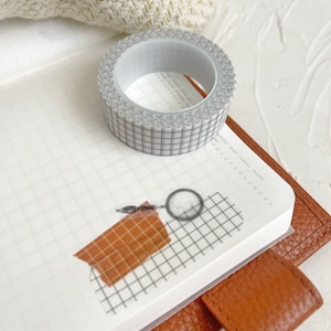 Washi-tape | Zwart-witte washi met raster | Eenvoudige washitape | Minimalistisch | Decoratieve washitape | Washi-tape van 15 mm voor notitieboeken en planners