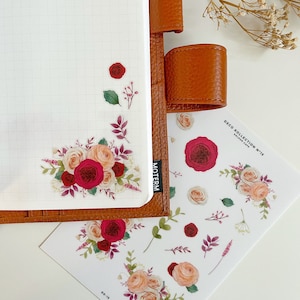 Planner-stickers | Rode bloemstickers | N15 Collectie Waterdicht | Minimalistische stickers voor Hobonichi Weeks Cousin Stalogy A5 A6 | VK