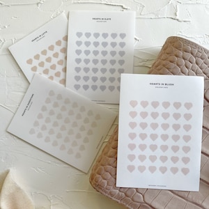 Planner Heart Stickers | Valentines Day Stickers | Minimalist|  Neutral | Matte Transparent Stickers | A5 Pocket Personal Journals | UK
