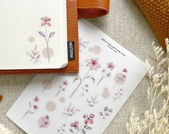 Planner Stickers | Floral Journal Stickers | N12 Kollection Washi Paper | Minimalist Stickers for Hobonichi Weeks Cousin Stalogy A5 A6 | UK