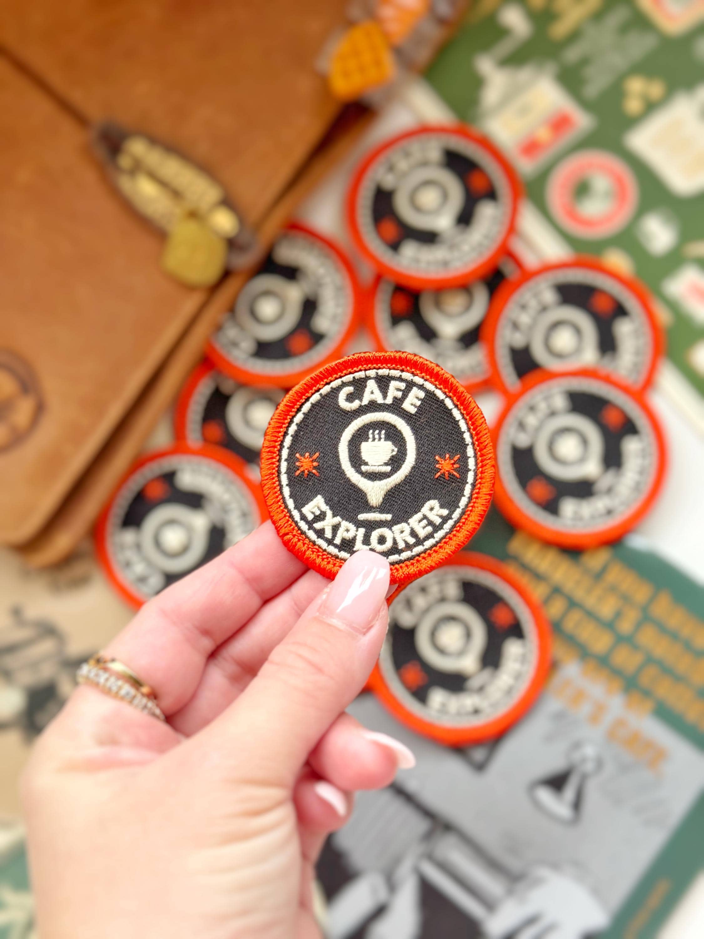 Stick On Cafe Embroidered Patch | Coffee Patch | Applique | Notebook Backpack Patches | Cute Traveler's Notebook Journal Patch