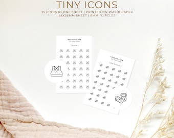 Mini Icon Stickers - Fitness | Pesos | Exercício | Ícones minimalistas para planejadores | Fosco | A5 Pocket Plus Personal Hobonichi Stalogy | Reino Unido