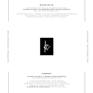 May include: Shipping information for orders within the UK and overseas. Orders shipped within the UK via standard shipping take 7-10 working days after dispatch. Overseas orders take 3-4 weeks after dispatch.