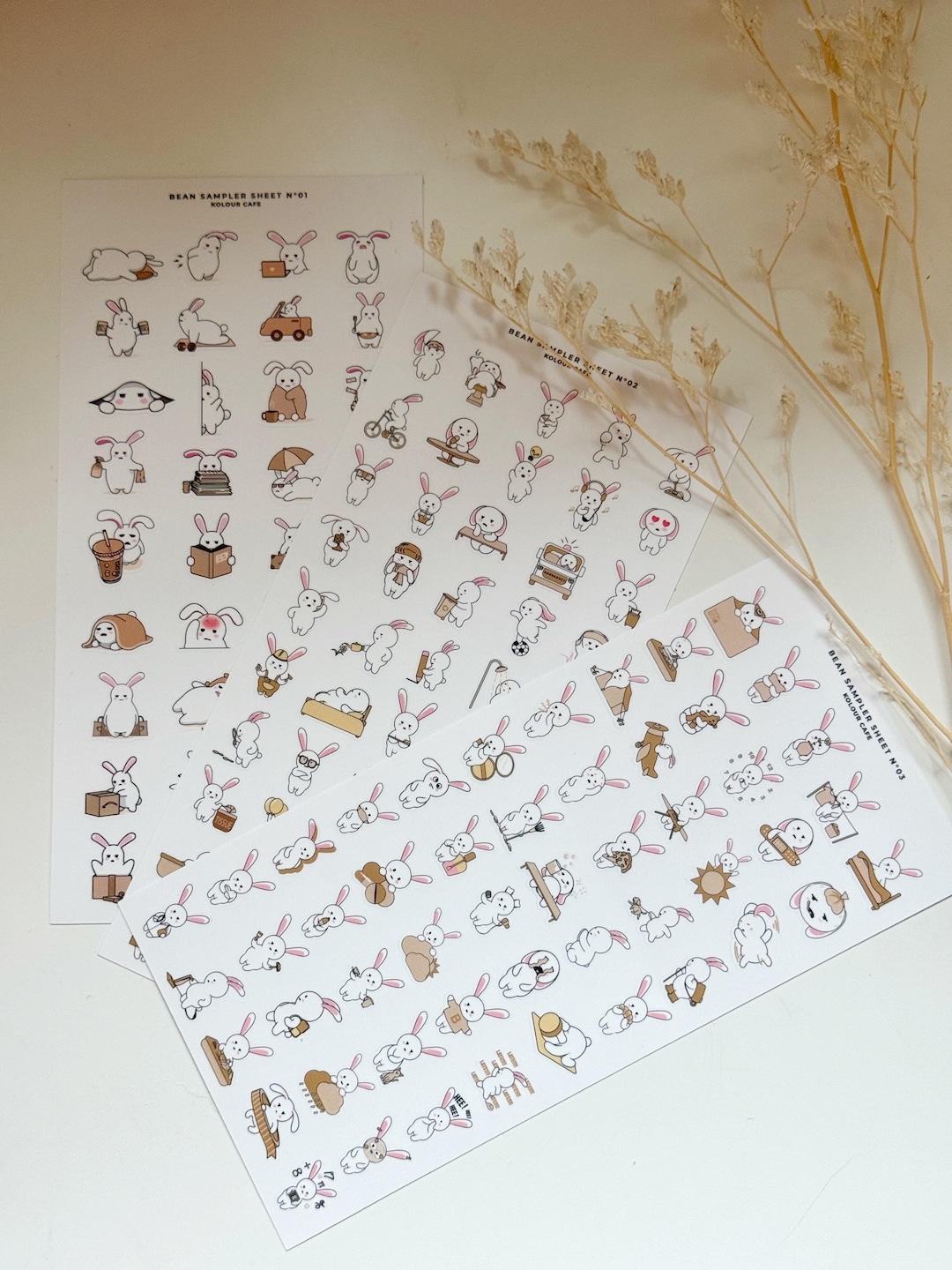 Bean Plot Sticker Bean Character Sticker Sampler Sheets | Set 01 02 03 | Cute Character ...