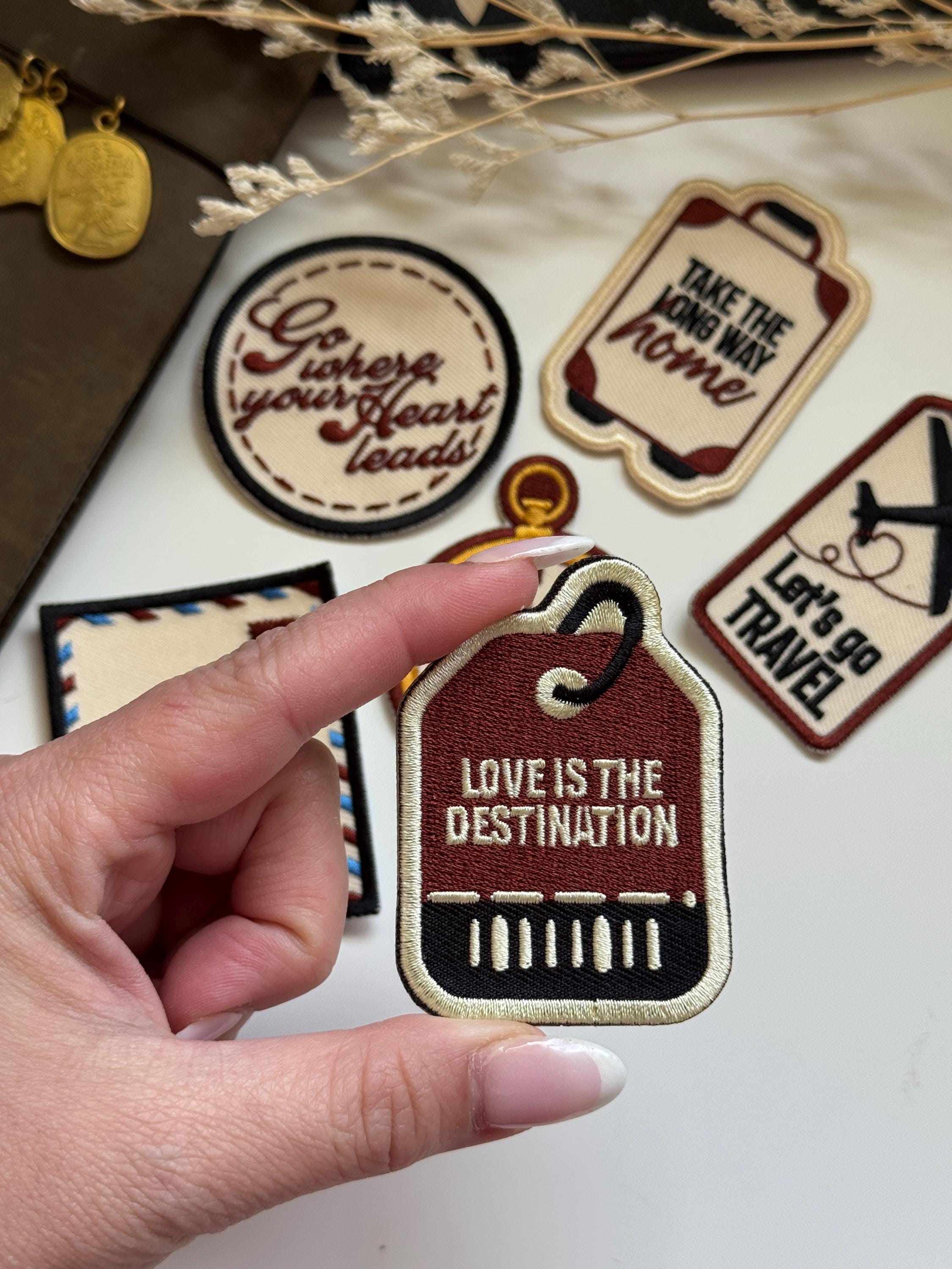 Stick on Travel Embroidered Patch | Love is the Destination | Applique ...