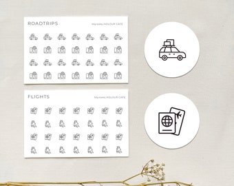 Mini Icon Stickers - Holiday | Roadtrips | Minimalist Planner Icons | Matte | A5 Pocket Plus Personal A6 B6 FCC Hobonichi Stalogy | UK