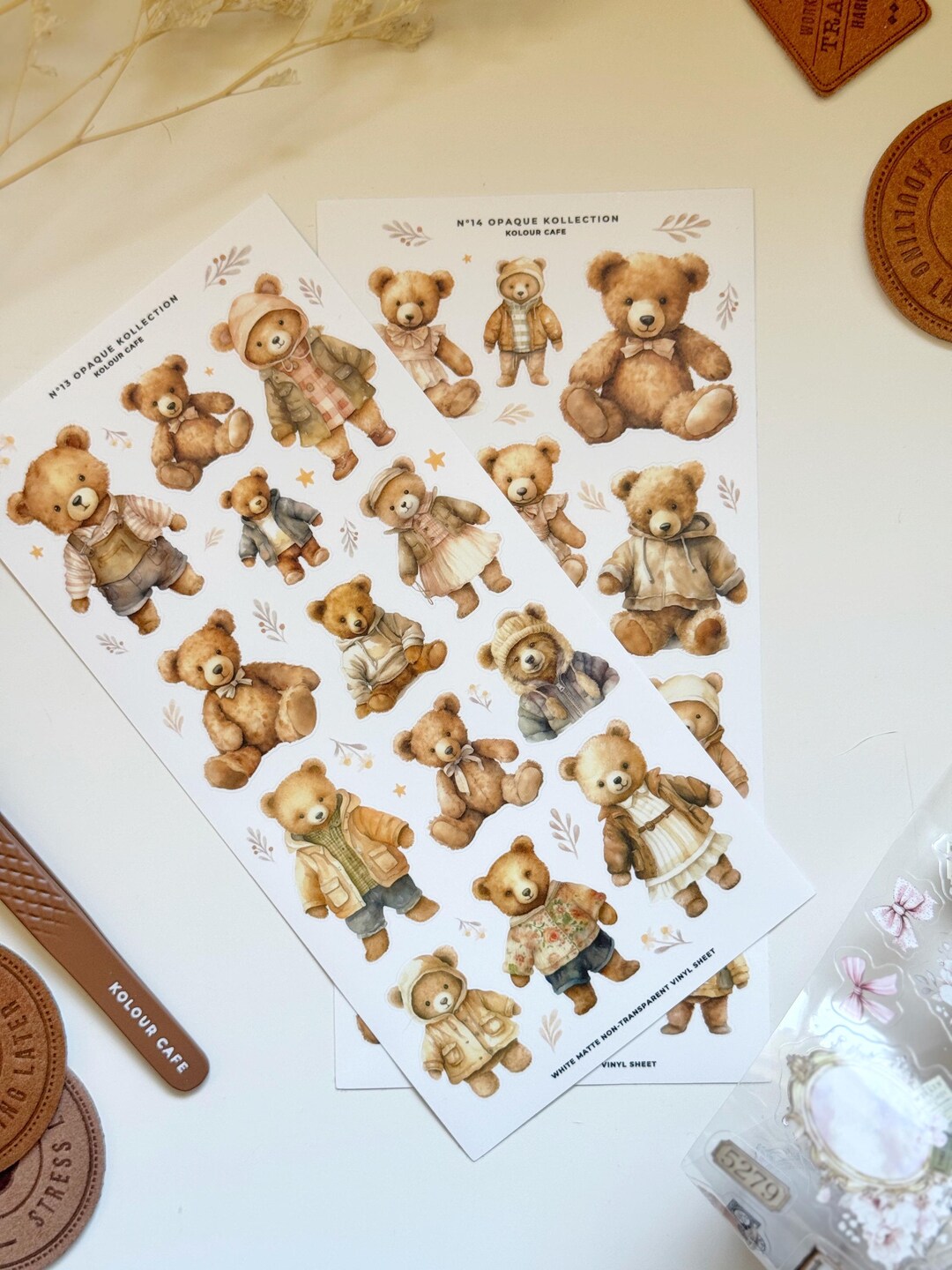 Cute Teddy Vinyl Stickers | OPK N13 N14 | Journal and Planner Sticker ...