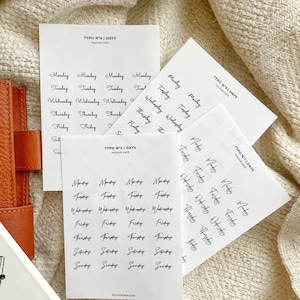 Days of the Week Stickers | Planner Stickers | Date Calendar Matte Transparent Stickers | Hobonichi Stalogy A5 Pocket Plus Personal  | UK