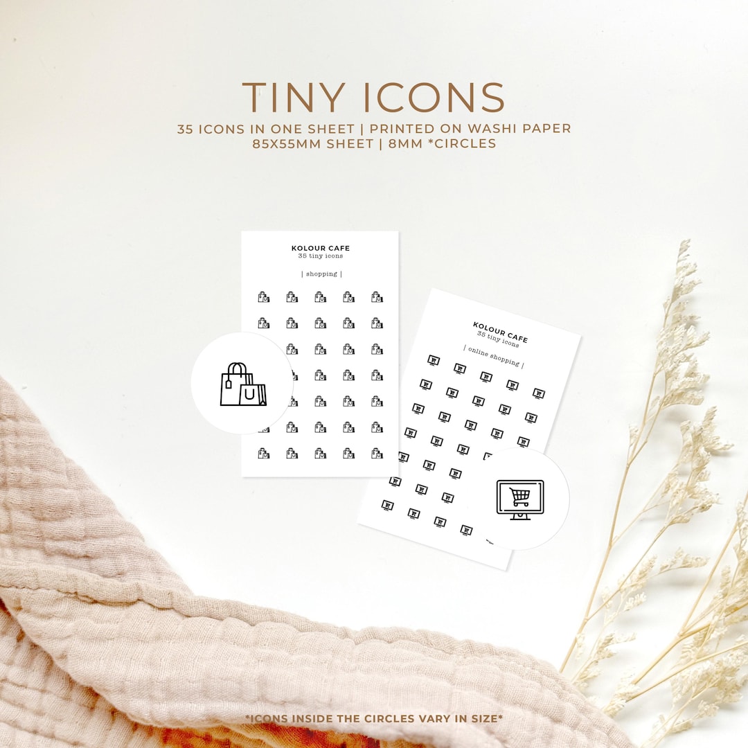 Mini Icon Stickers - Shopping | Online Shopping | Minimalist Planner ...