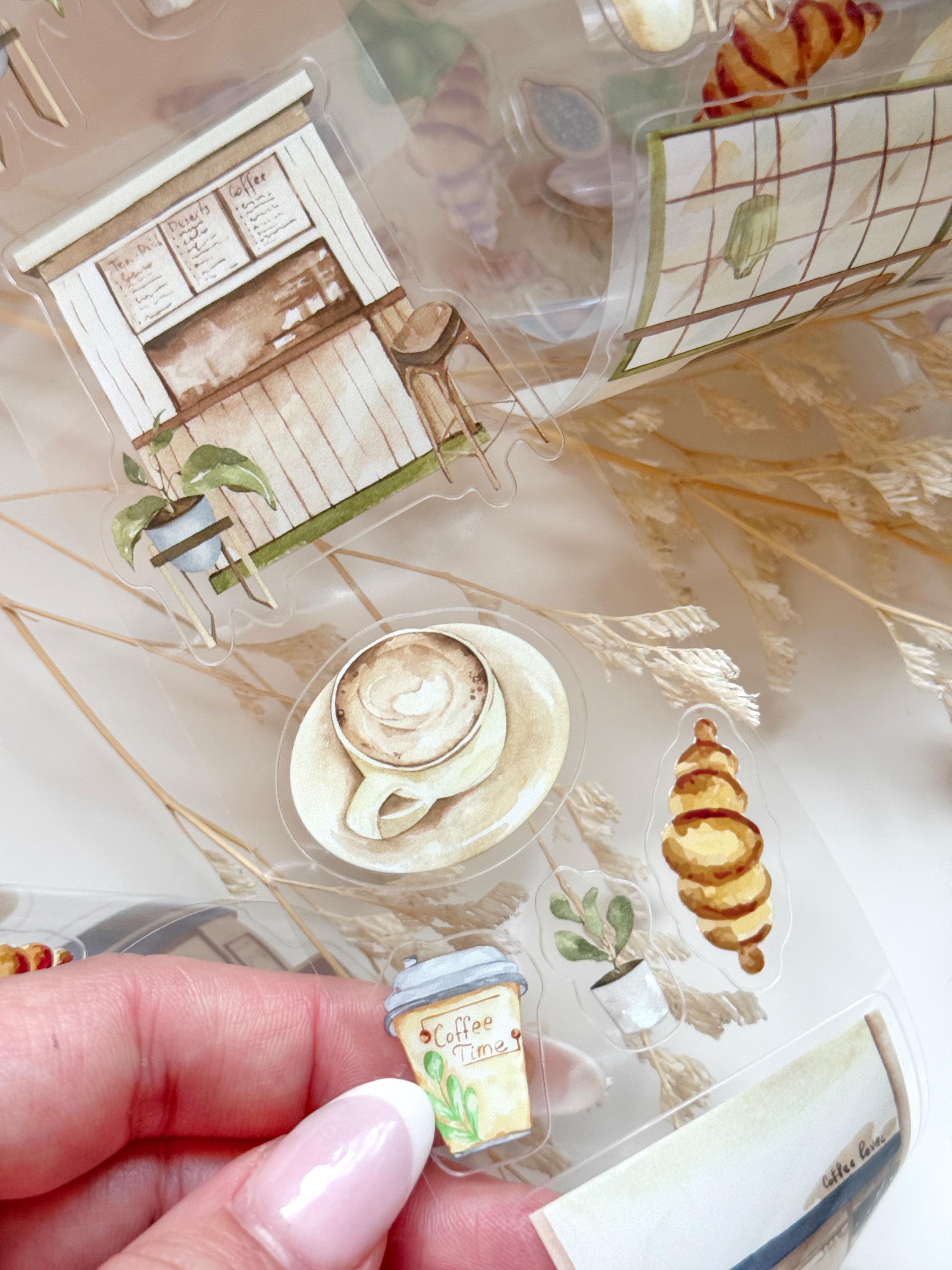 Japanese Minimalist Neutral Cafe PET Tape for Journals and