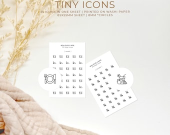 Mini Icon Stickers - Refeições | Bebidas | Medicamentos Minimalist Planner Icons | Matte | A5 Pocket Plus Personal A6 B6 FCC Hobonichi Stalogy | Reino Unido