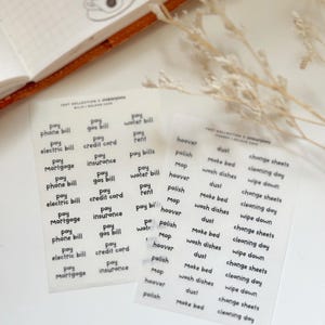 Hausglaube Text Aufkleber | Handgeschriebene lustige Stablerplans Schrift | Transparente matt Washi Funktionale Blätter für Planer und Journals