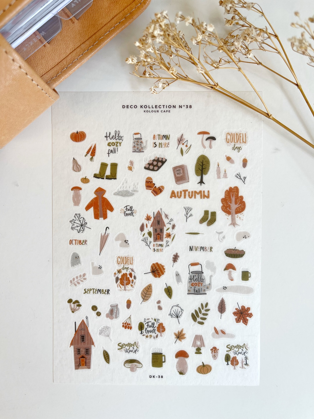 Neutral Autumn Mini Stickers | Fall Decor Sticker Sheets | N38 Washi ...