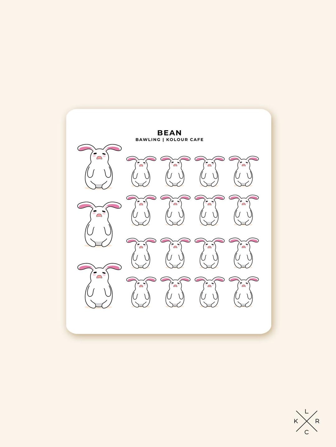 Bean Plot Sticker Bawling Cute Character Sticker B032 | Bean Bunny | Kawaii Journal and ...