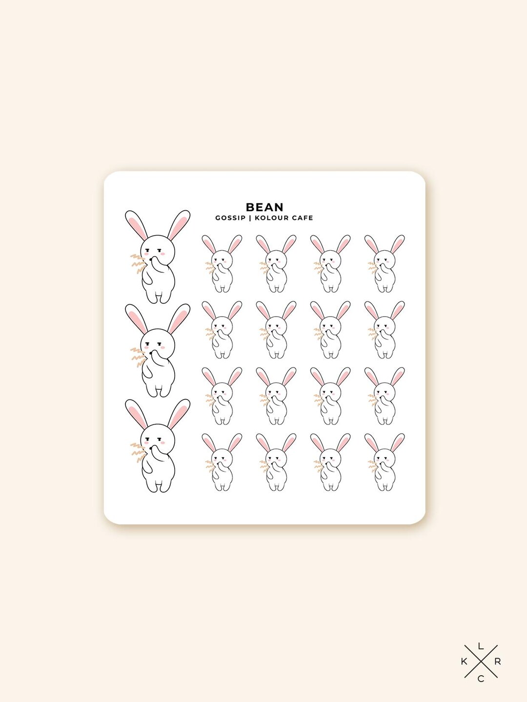 Pink Sticker Bean Gossip B074 Cute Character Sticker | Bean Bunny | Kawaii Journal and ...