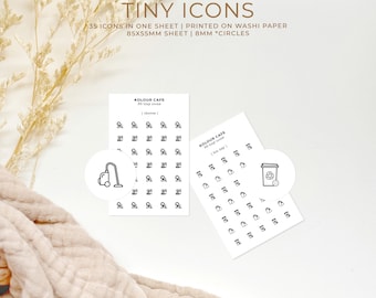 Mini Icon Stickers - Chores | Bin Day | Minimalist Planner Icons | Matte | A5 Pocket Plus Personal A6 B6 FCC Hobonichi Stalogy | UK