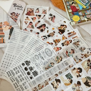 Ensemble livresque | Kit sur le thème de la lecture pour rat de bibliothèque | Booktok Bookstagram Stickers pour agendas et journaux | Carnet de voyage | Agenda déco