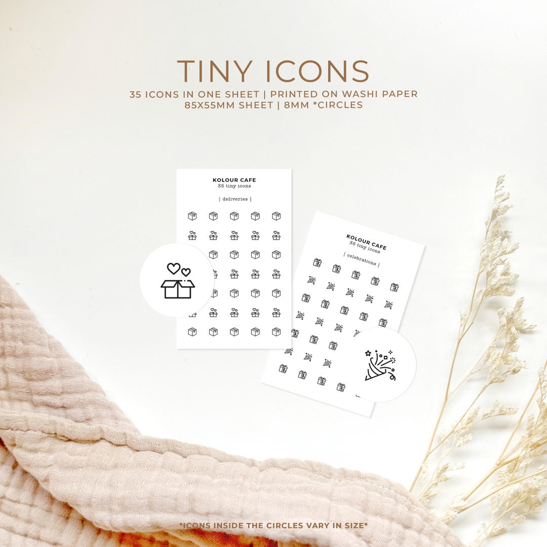 Mini Icon Stickers - Deliveries | Celebration | Minimalist Planner ...