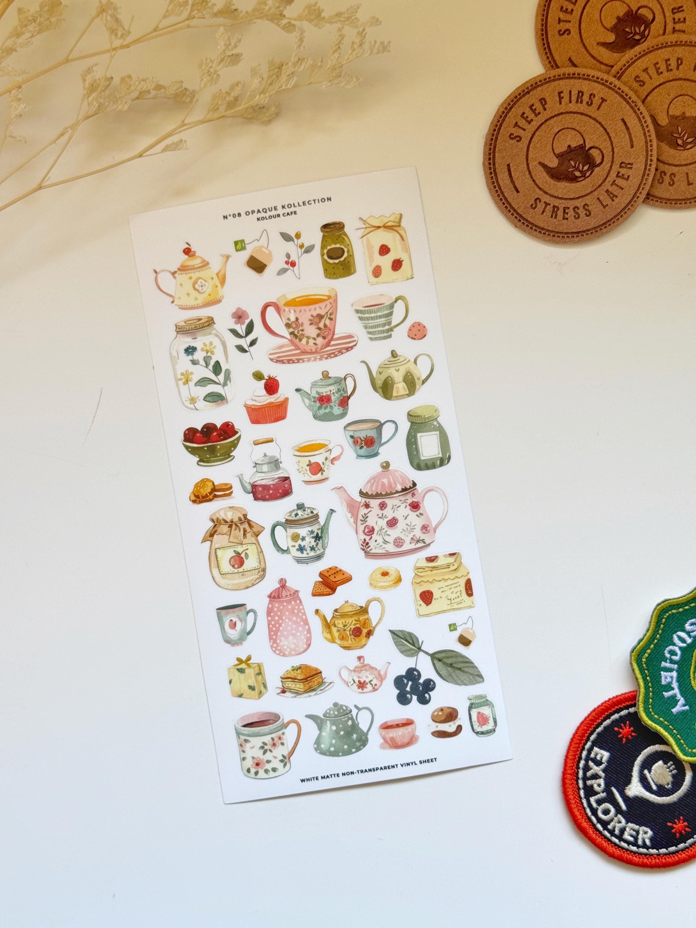 Afternoon Tea Watercolor Vinyl Stickers | OPK N07-09 | Journal and ...