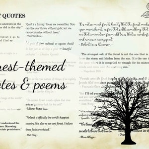 Pages, citations et poèmes sur le thème des FORÊTS ! imprimables téléchargement numérique fournitures pour le scrapbooking, junk journal...