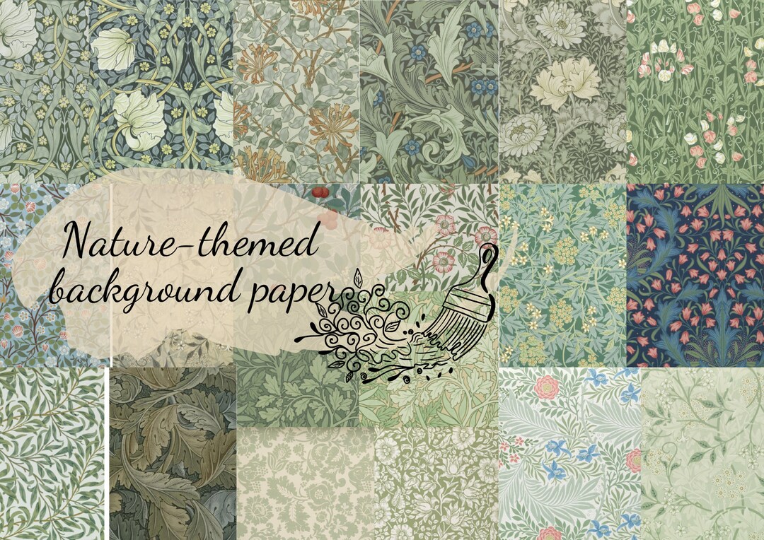 10 Pages of Nature-themed Background Images - Printable / Digital ...