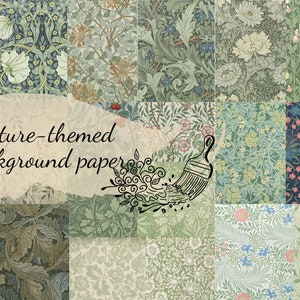 10 pages de fond sur le thème de la nature et des plantes - téléchargement immédiat / imprimable - pour scrapbooking junk journal