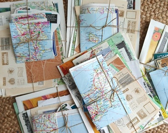 Plus de 50 articles - Pack éphémère de VOYAGE pour le scrapbooking et des carnets de bord avec des cartes vintage, des pages de voyage, des coupes difficiles, des découpages.