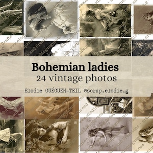 3 pages d'images à découper boho bohémien vintage - téléchargement immédiat / numérique / imprimable - pour scrapbooking junk journal